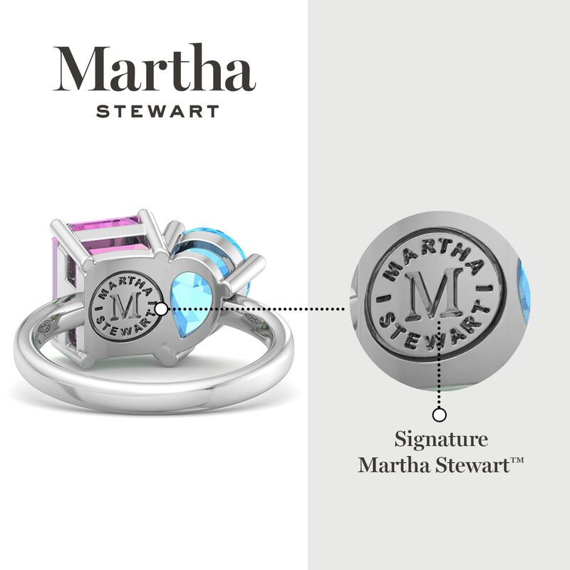 Martha Stewart 4 3/4ctw. Pink Sapphire & Blue Topaz Two Stone Ring In Sterling Silver image number null